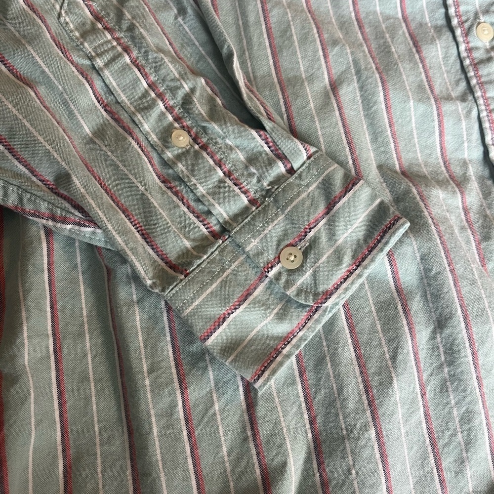 American Eagle Outfitters Mint and Red Striped Shirt - Picture 2 of 10